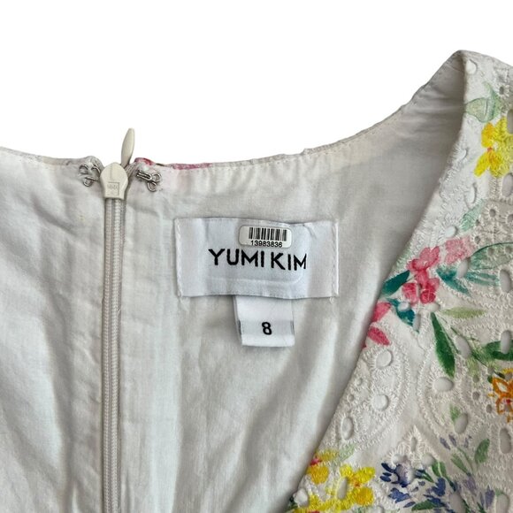 Yumi Kim Be the One Floral Eyelet Faux Wrap Mini Dress Cream Size 8 Coquette - Picture 11 of 16